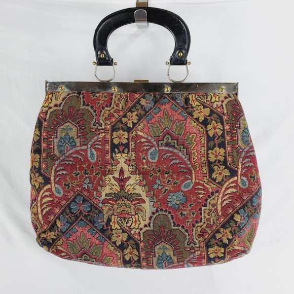 Vintage Handbags - Vintage Ronay Tapestry Purse Carpet Bag Victorian Style 12x16x4